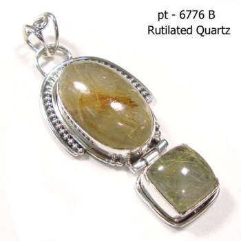 925 sterling silver rutilated quartz gemstone pendant